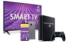 Smartphone, Smart TV + Playstation 4